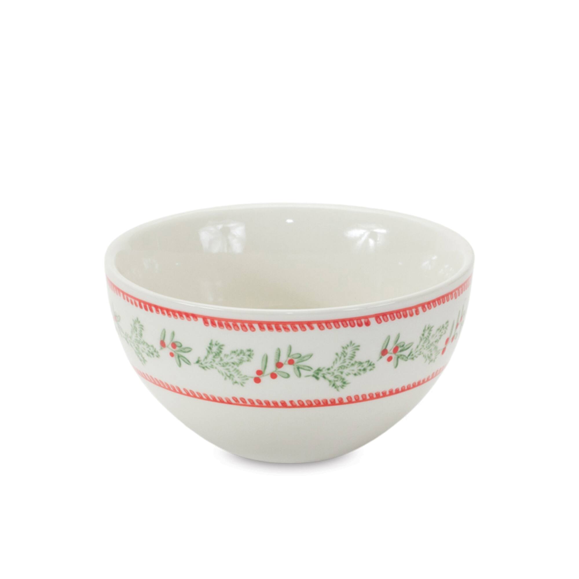 Mistletoe & Pine Holiday Stoneware Bowl Set, 3.5", 5" & 6.75"